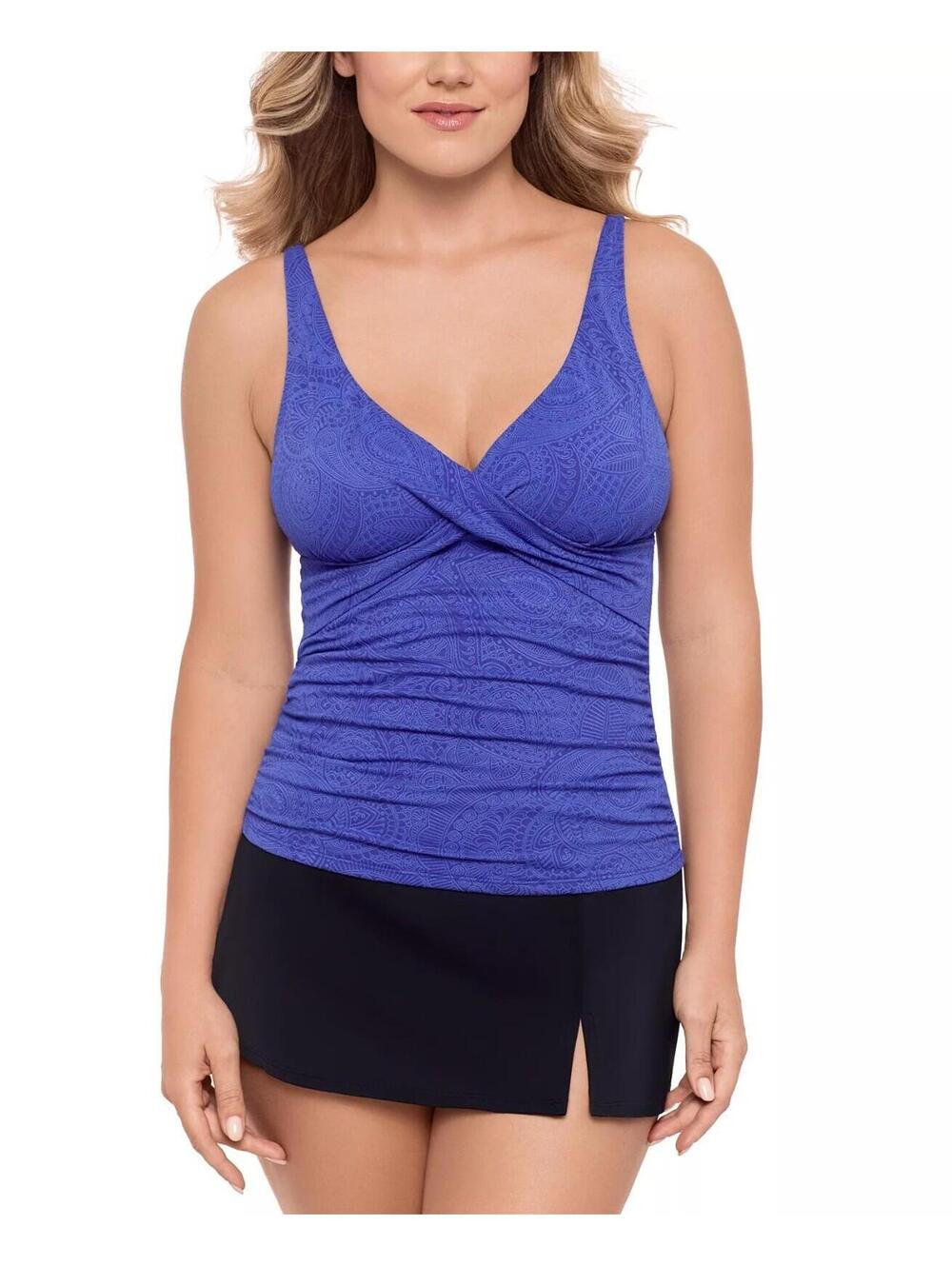 58$ Swim Solutions Shirred Tankini Swim Skirt Women's Size 10 Med Blue